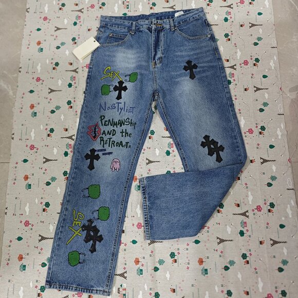 Chrome Hearts Logo Cross Jeans - Picture 1 of 7